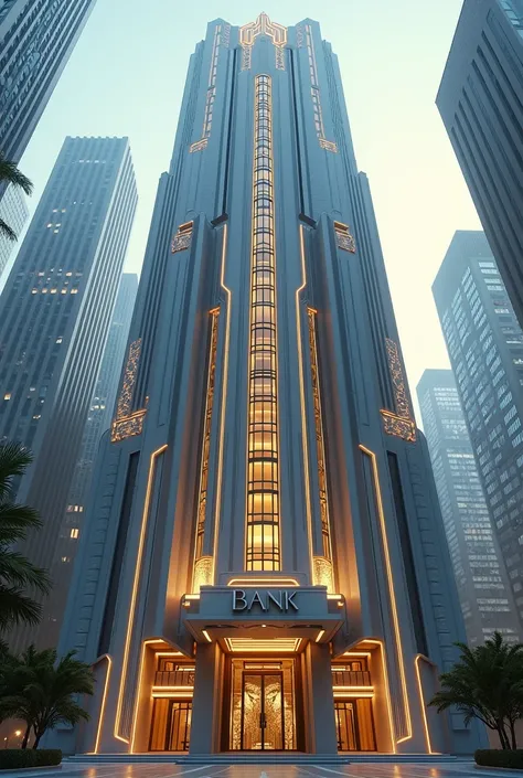 art deco futuristic bank front view