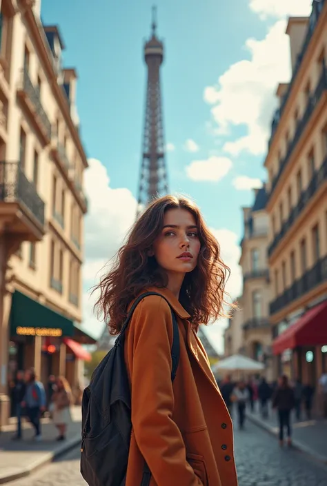 A young brunette woman with shapes in Paris