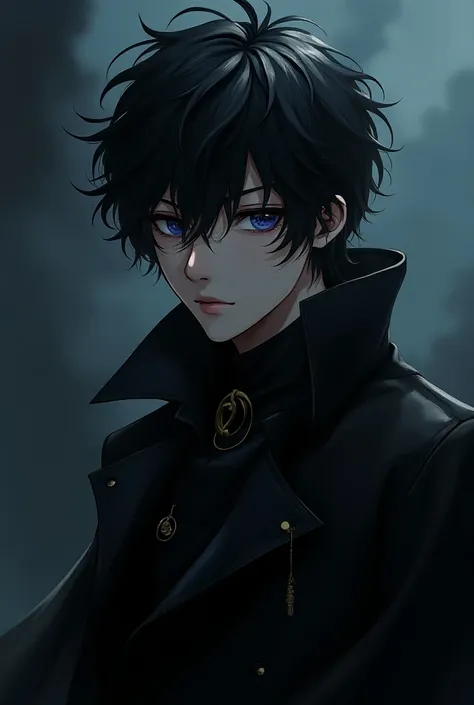 Dark aura around him with messy hair anime boy most handsome with most expensive clothes