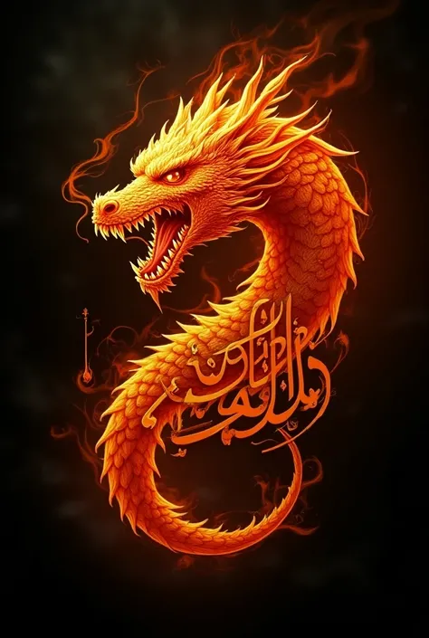 The fire dragon logo has arabic amang writing