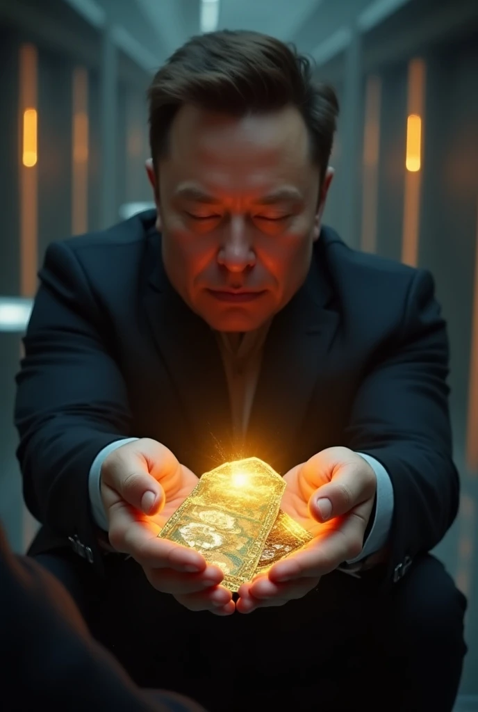 Ticket Exchange (Close-Up)
Prompt:
Elon musk Visionary hands a glowing ticket to a person while accepting a stack of futuristic glowing currency. His expression is calm but cryptic, as if hiding a deeper truth. The ticket shines with a mysterious golden gl...