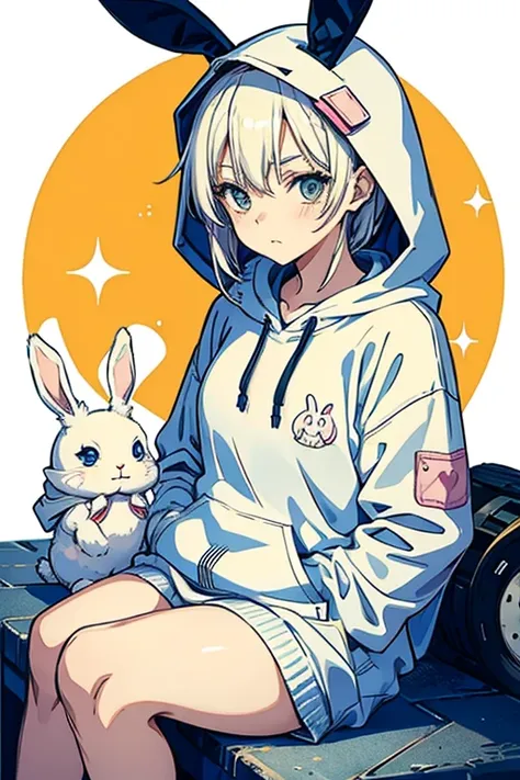 
bokuto koutaro female version ( wearing a bunny pastal hoodie)