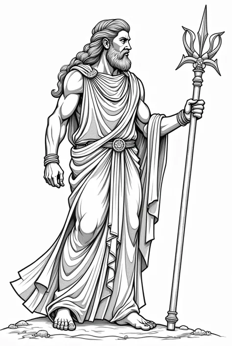  Create a coloring book with .  Images of the 12 Greek Gods in black and white,with thick and marked lines  , drawing for ren.