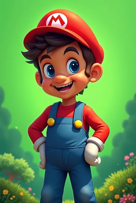 Black boy with Mario cap 2D green screen