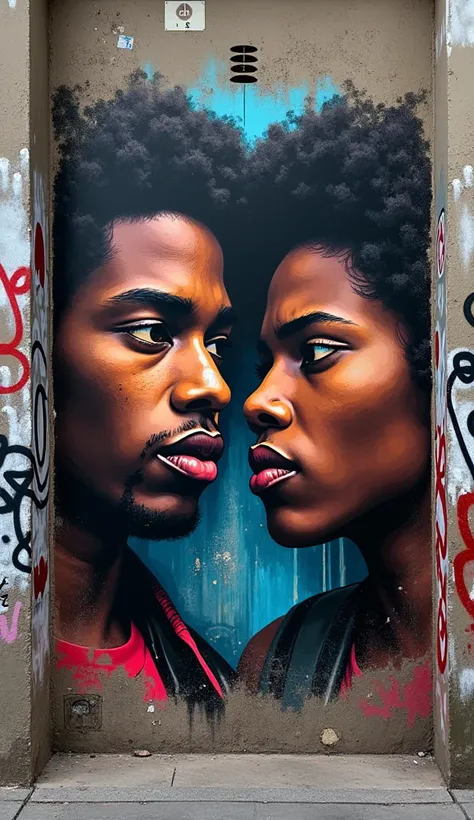 FAÇA UM GRAFITTI DO EPISODIO Striking Vipers DE BLACK MIRROR COM O ROSTO DOS DOIS HOMENS NEGROS