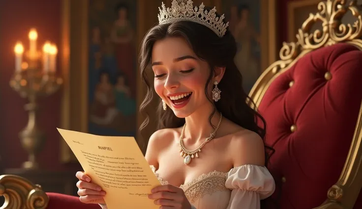 Princess laughing at the proposal: Amrapali reads the letter and smiles, thinking it’s a joke.