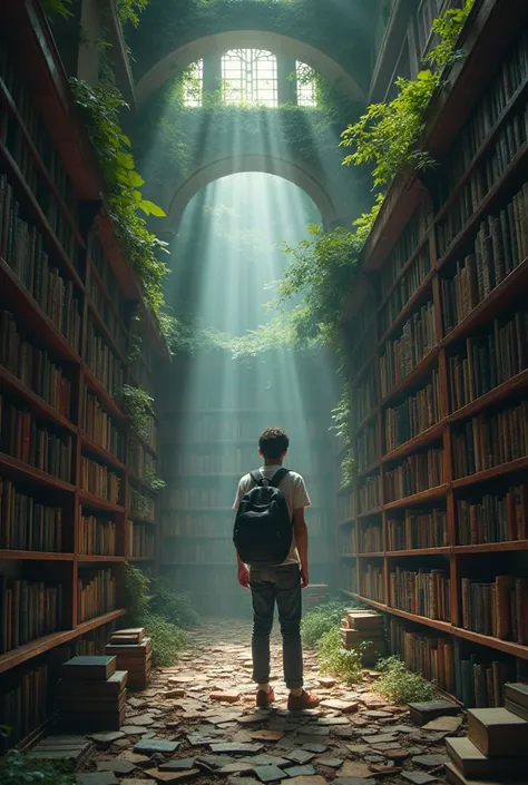  Desperate to get out of this labyrinth of empty thoughts,  Leo decided he should look for new sources of inspiration .  His first stop was an old library ,  a place where books seemed to live and breathe .  Each shelf was full of stories waiting to be rea...