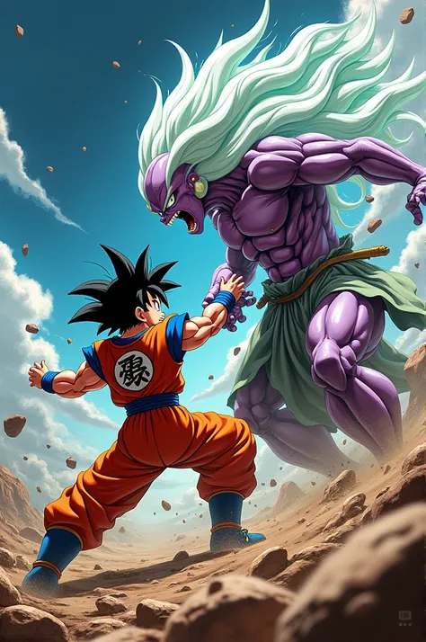 Goku fighting with Freezer maintaining the original art of the anime 