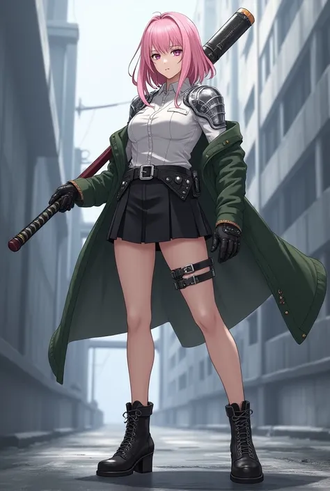 1girl, solo, super fine illustration, an extremely delicate and beautiful, best quality, masterpiece, 8K, Yanagi Tsukishiro(Zenless Zone Zero), soft pink hair, medium length hair, serious expression, glasses, military uniform, white military jacket, black ...