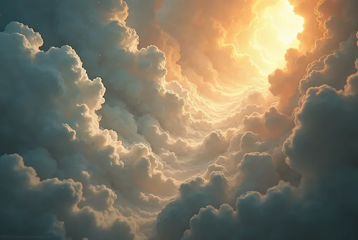 a huge battlefield in the sky rises up in the clouds , where a legion of heavenly beings and angels face dark forces. 