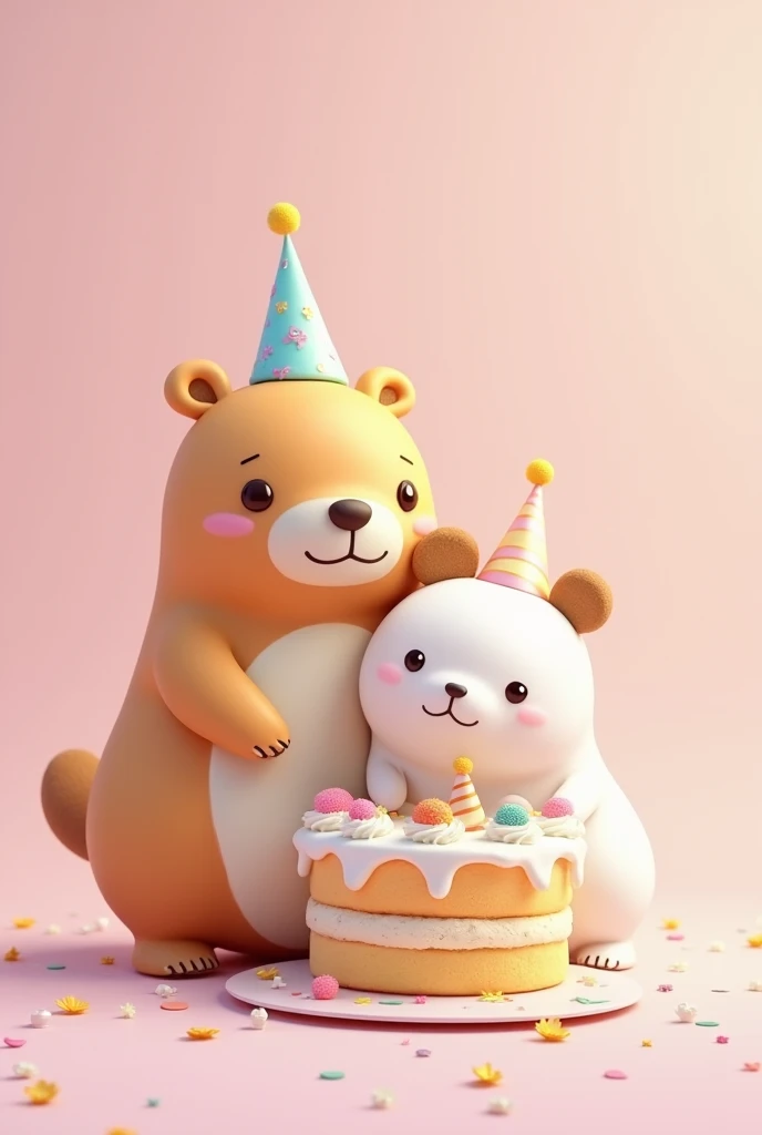 Capybara and Cinamonroll Sanrio birthday cake 
