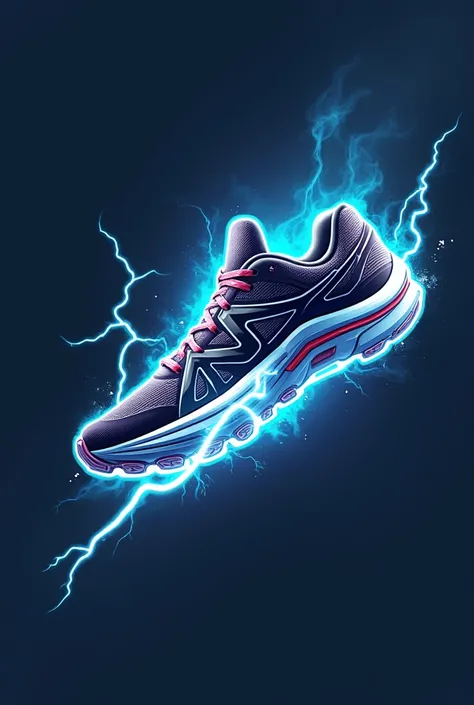 Make a running shoe logo image with thunder writing and lightning logo
