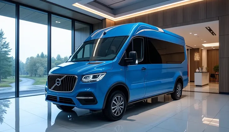 2025 Volvo Motor home blue colour luxurious showroom front view straight design 