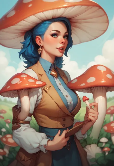  in a mushroom costume as a portrait picture 
