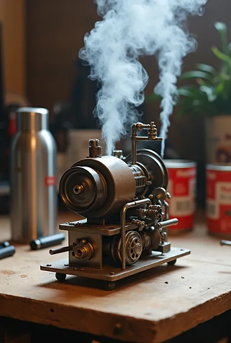 homemade steam turbine  ( with a thermos and a can of tuna