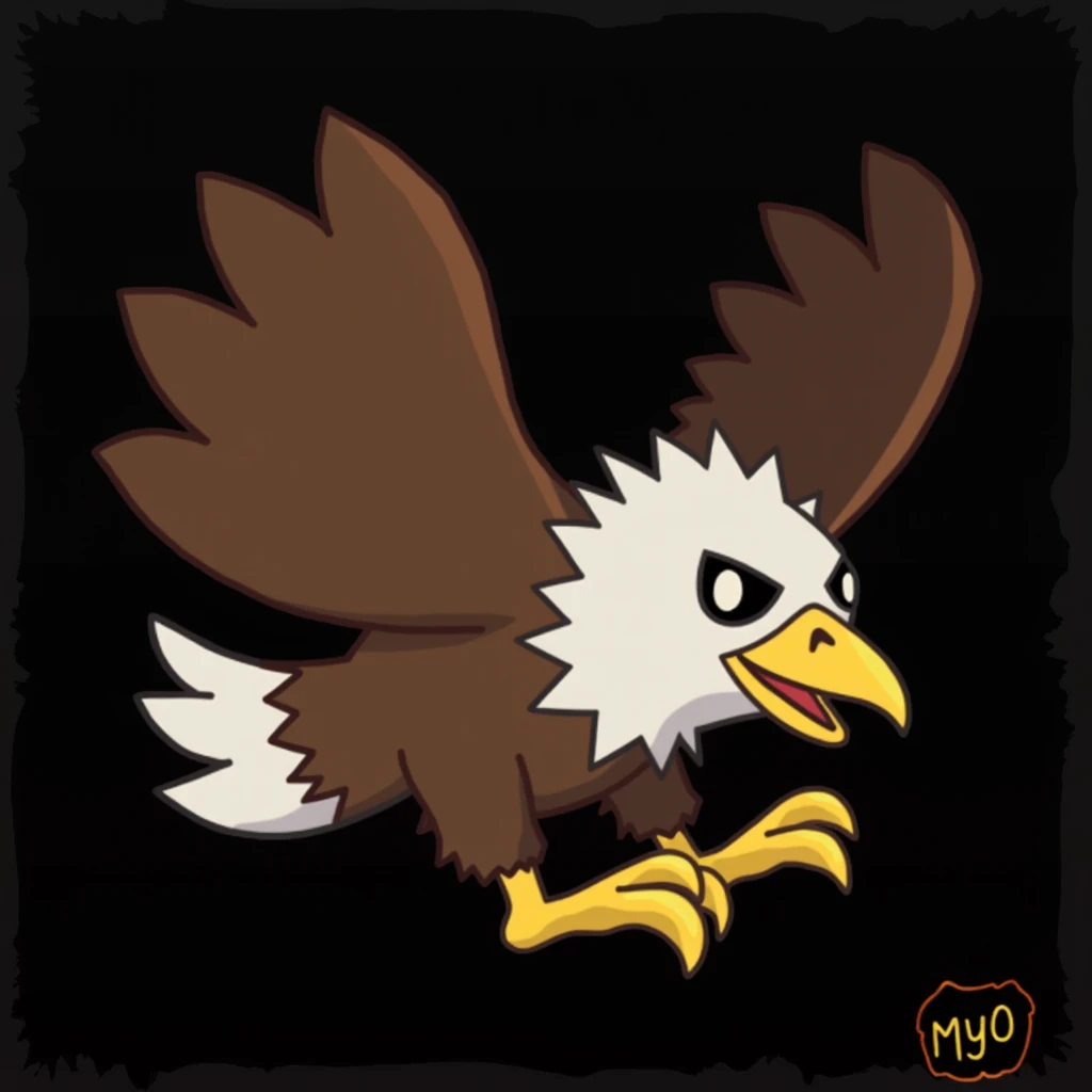  with the letters myo on the pumpkin 。The brown and white hawk on a black background 。背景に with the letters myo on the pumpkin 。 feels like it appears in the game。