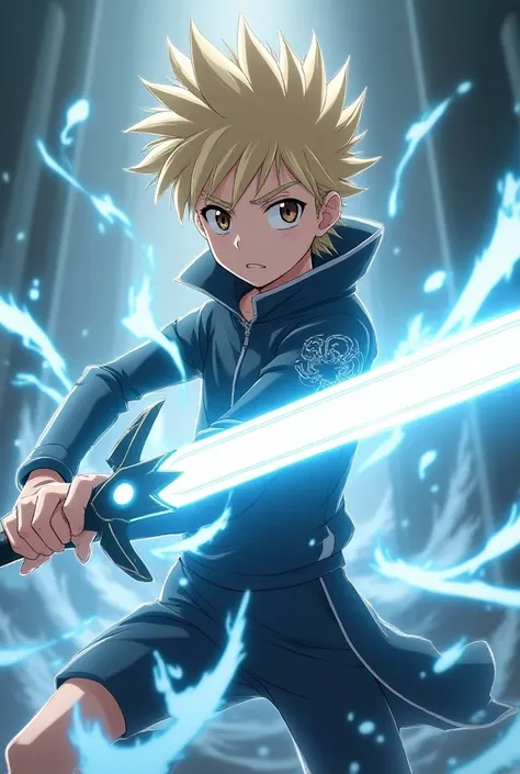  Boku no Hero 14-year-old character , high, white, con el pelo rubio oscuro y un mencho white, ability to control light  (haz que tenga una espada de hecha de luz de color white inluso el mango)

Brown Eyes 