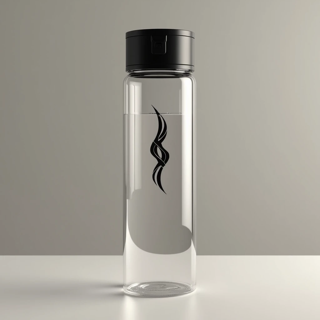 DOODEE LOGO VITAMIN DRINKING WATER CLEAR PLASTIC BOTTLE SIMPLE LUXURY LOOK DRINKABLE PLASTIC LID BLACK LOGO