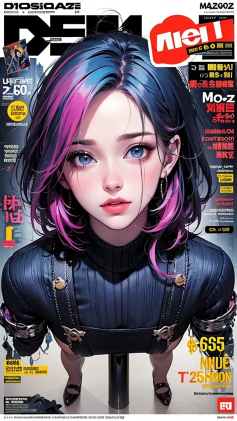 (magazine cover:1.3),Ulzzang-6500, (realistic: 1.3) (manuscript: 1.2), Masterpiece, best quality, Beautiful, clean face, full body, 1 girl, glitch art, (digital distortion), Pixel fragments, Corrupted data,Colorful sounds, visual chaos,Contemporary aesthet...