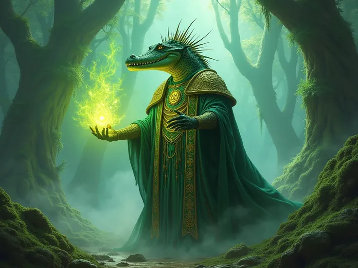 Alligator Priest，clothing，Fantasy， Magic: The Gathering Style