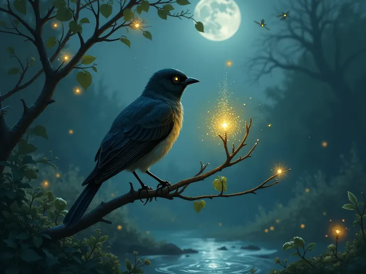 A Night of Secrets: Create a short story where the nightingale shares its deepest secrets with the firefly, who illuminates the night with its glow.

