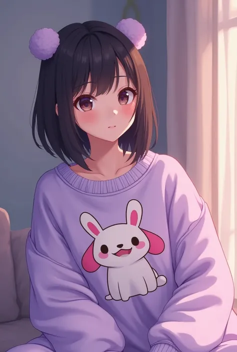 
Comfy Girl Oversized Sweater Cinamoroll. Light Purple Vtuber Costume.
