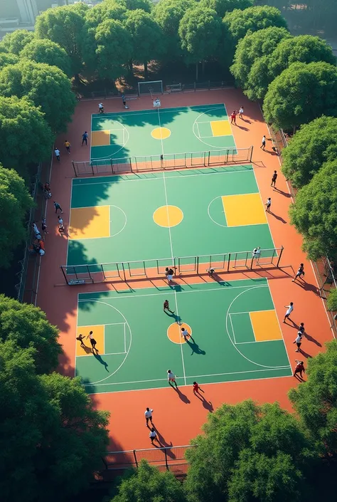 Basket ball court , tennis court and netball court
Ground