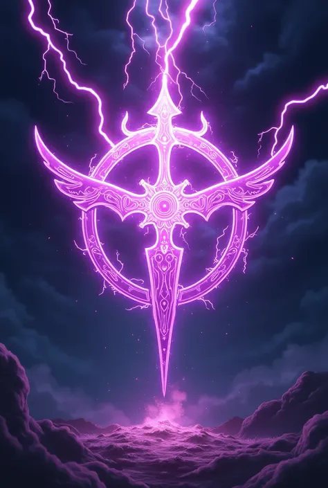 Give the symbol a mixture of magic and purple lightning In anime form