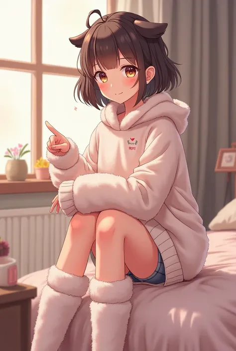 Vtuber Girl Costume Concept. Comfy Oversized Fluffy Sweater. Short Pants. Fluffy Kneelength Cover. Socks. Anime.