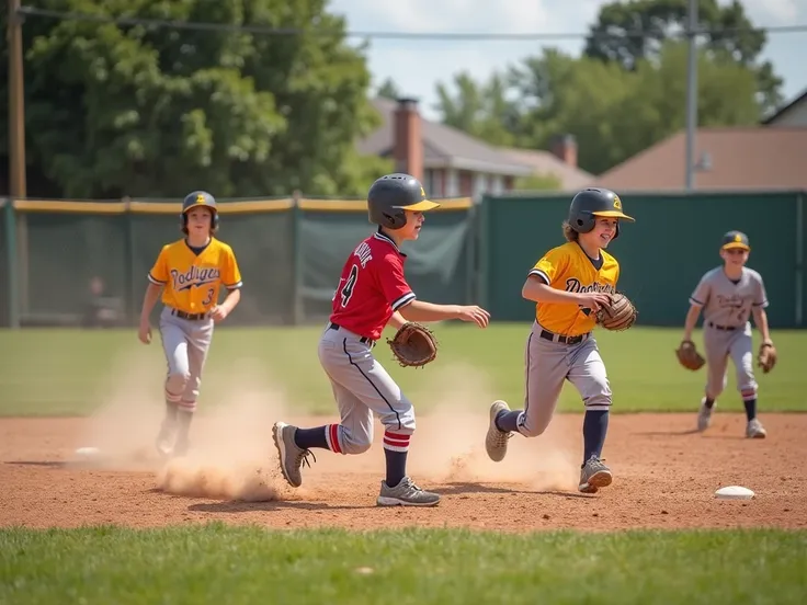 realistic photo, Neighborhood s play baseball