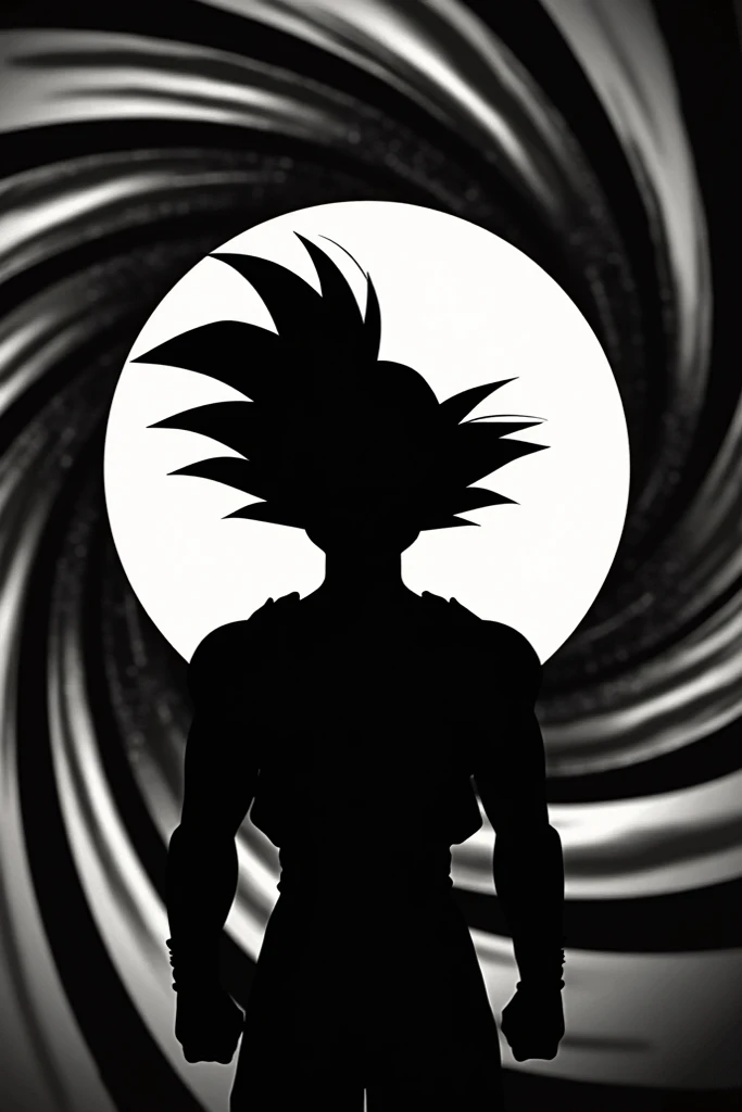 Silhouette of Gokus hair in the 007 logo