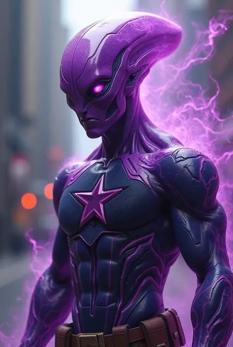 Marvel Captain America and purple Alian mix hybrid image