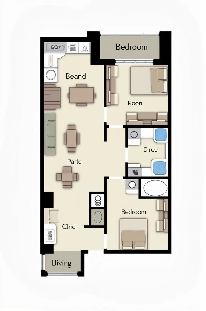 2 bedroom apartment with laundry room floor plan 