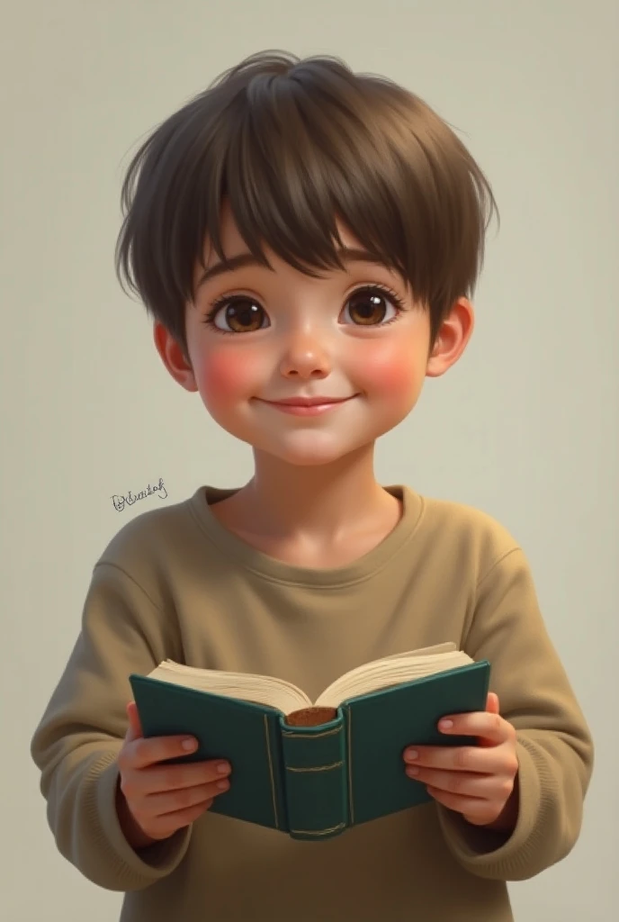 Draw a picture of a  boy. If the book in hand is like a selfie photo, the picture should look like real boys.