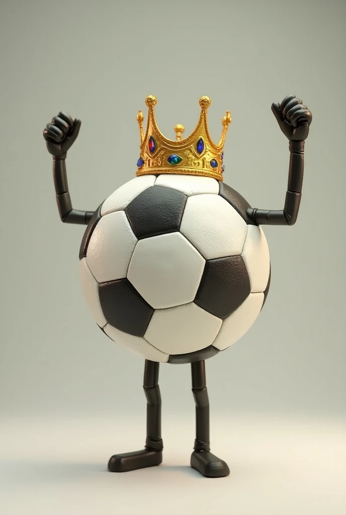 soccer ball with arms up and with kings crown