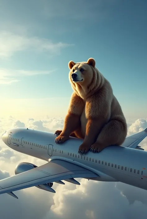 Bear sit on aeroplane 