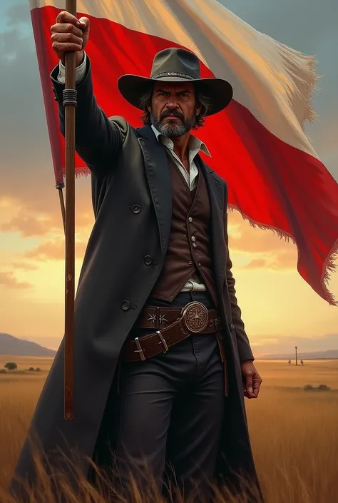 John Marston holding a polisch flag