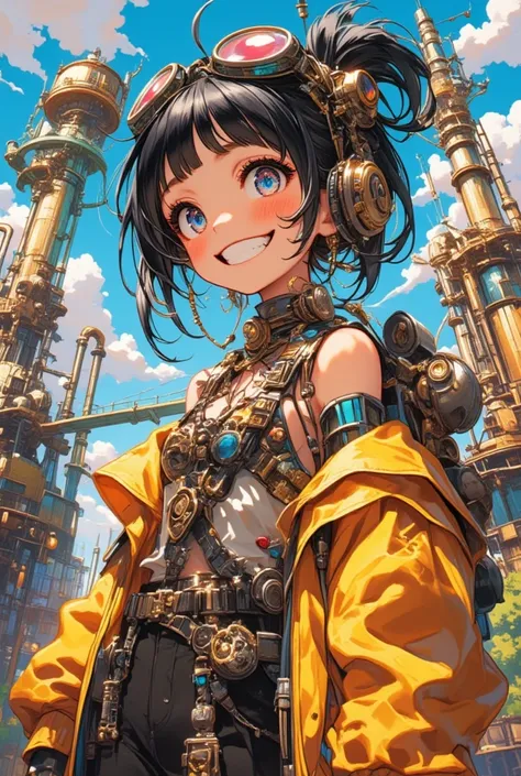 2010s Animation style, steam punk girl