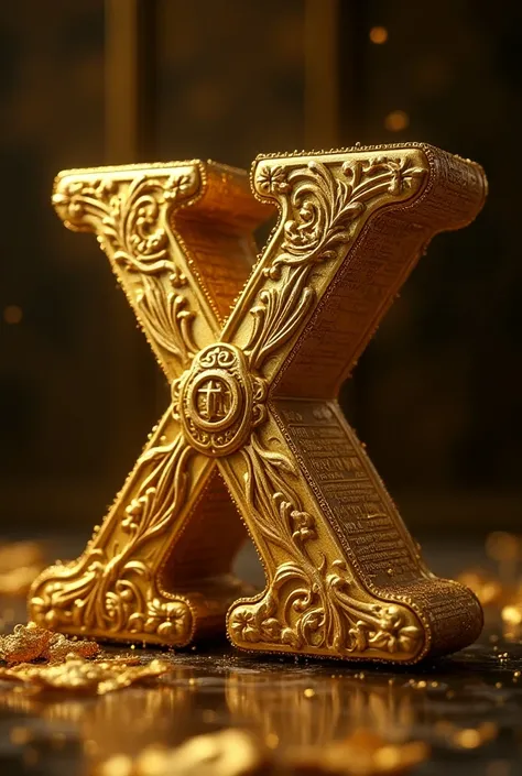  The number thirteen in Latin is gold with inscriptions and royal symbols of the ruling family in a fantasy world