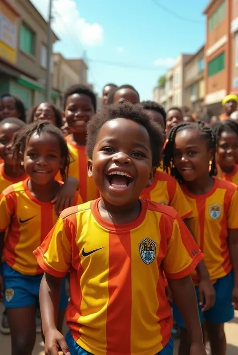 Boys and girls wearing the African club shirt
