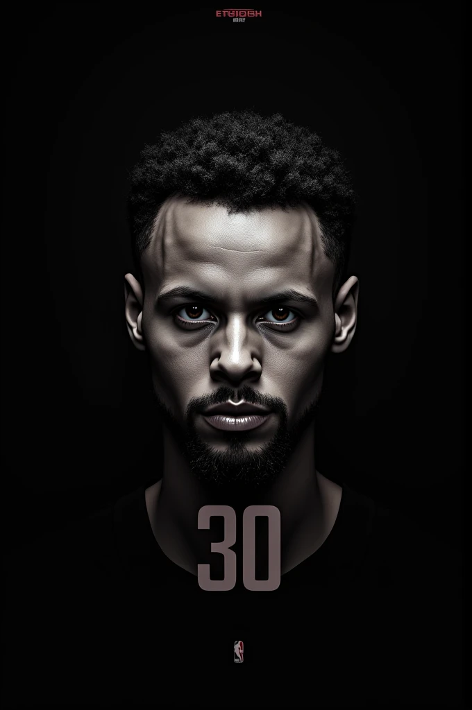 Create a photo of stephen curry logo in black background and number 30 