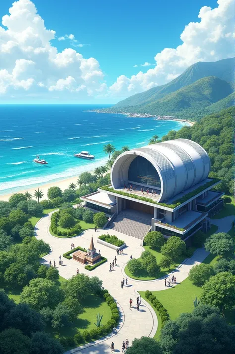 School near an ocean with an amazing structure. Has shooting place and has a beautiful view