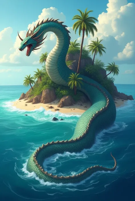 As an island with an animated png type sea monster