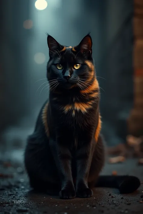 Cat with a black coat brown tabby 