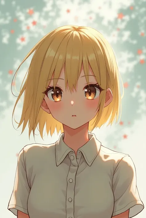 Create a blonde character with naked anime-style bangs 