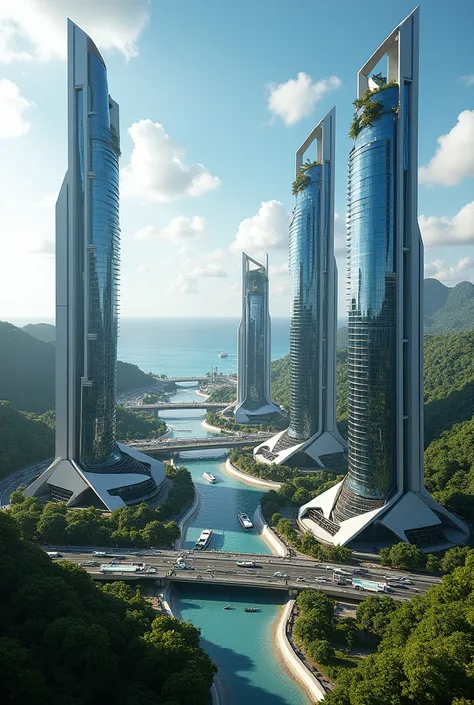 Modern and futuristic city in the Dominican Republic more details 
