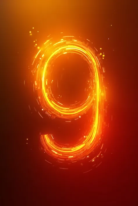 Create a unique smartphone wallpaper featuring the colors golden, orange, and red, blended in an artistic and modern style. The design should include the numbers 9 prominently in a creative and balanced layout. The background should have a gradient effect ...