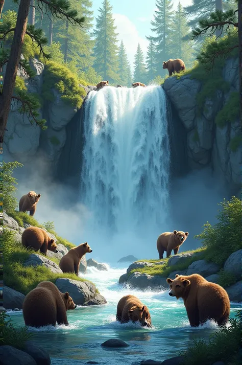 Waterfall Full of bears