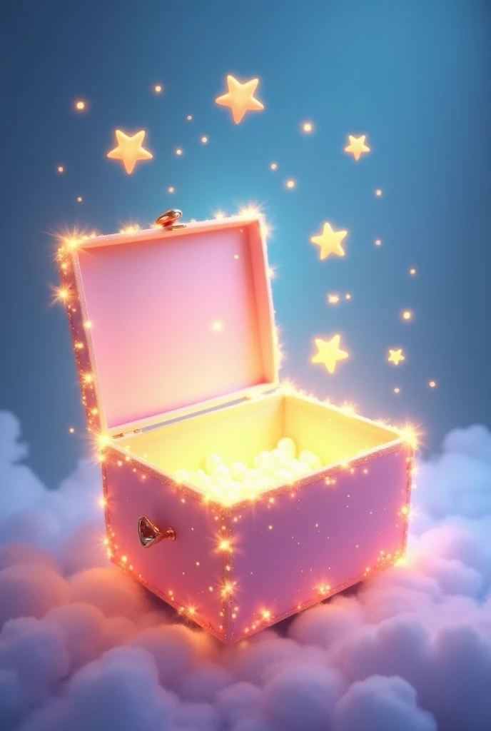 **"A magical, glowing message box designed for a preschool-friendly educational game. The box is soft and rounded with sparkling golden edges and a dreamy, enchanted vibe. It has a pastel blue and pink gradient background, with subtle sparkles and tiny flo...