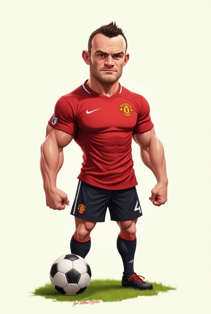 create a realistic square cartoon image of footballer wayne Rooney